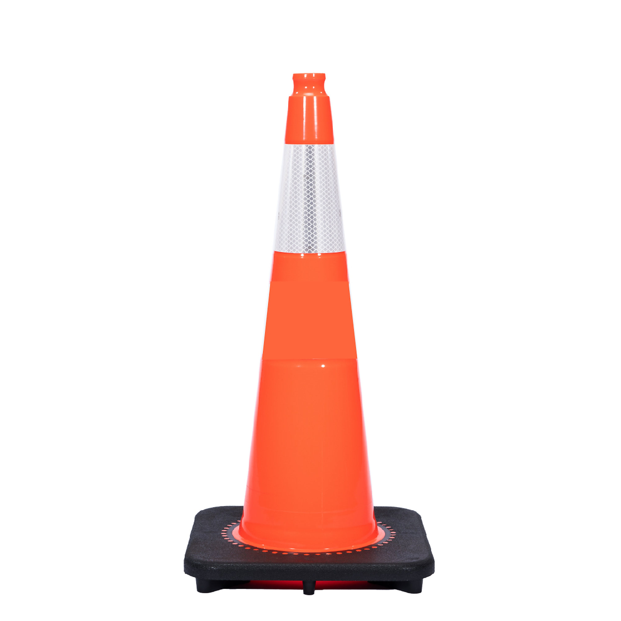 JBC REVOLUTION SERIES 28" Slim Body 7 Lb. Orange Traffic Cone With Black Base, Includes 6" Upper Reflective Collar, Model # RS70032SR+6